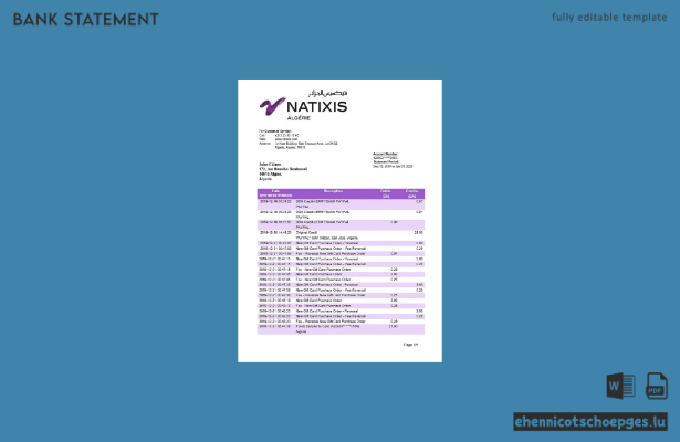 Algerien Natixis Algerien Beispiel eines Kontoauszugs (Vorschau)